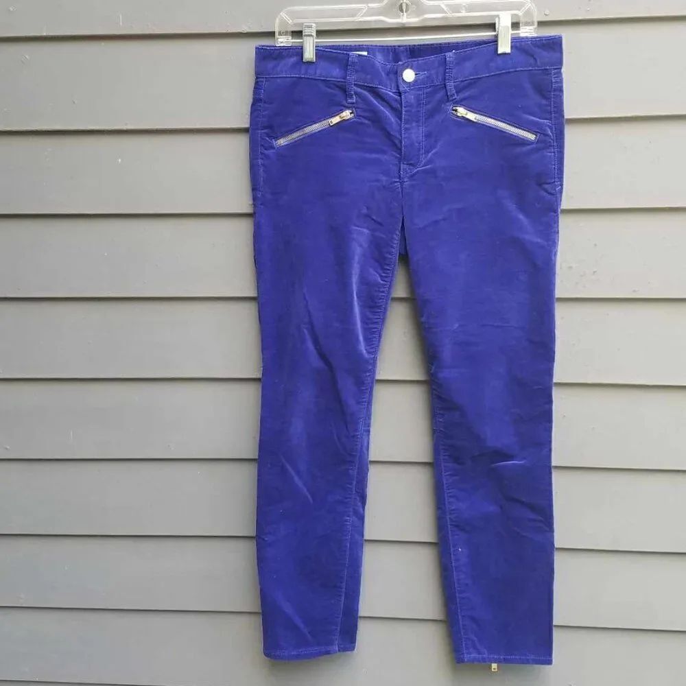 Gap Becca Blue Velveteen Cords with Zipper Accents on the Legs and Pockets 30R